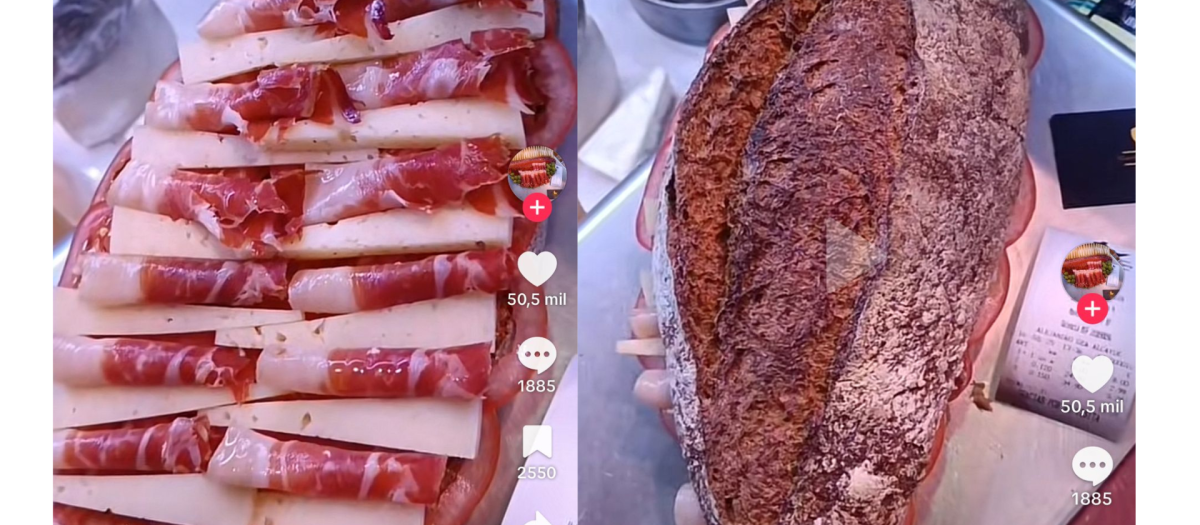 Imagen del bocadillo de jamón viral de Tik Tok