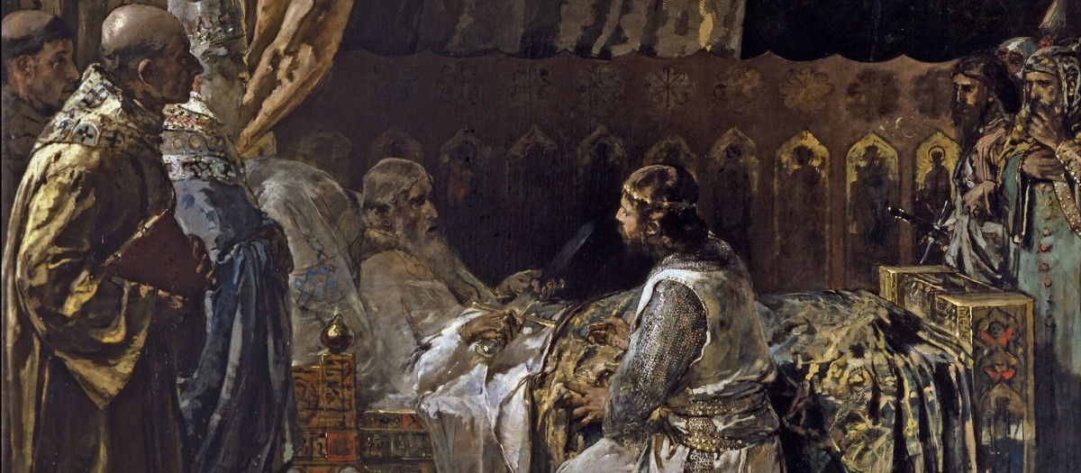 Detalle de 'Últimos momentos del rey don Jaime I el Conquistador', de Ignacio Pinazo (1881)