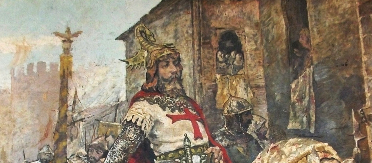 Detalle de 'Entrada triunfal del rey Jaime I a la ciudad de Valencia', pintado por Richart Montesinos en 1884