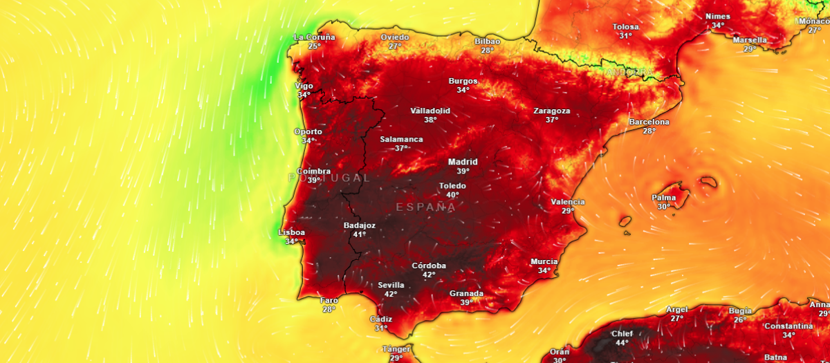 Temperaturas previstas para el próximo lunes