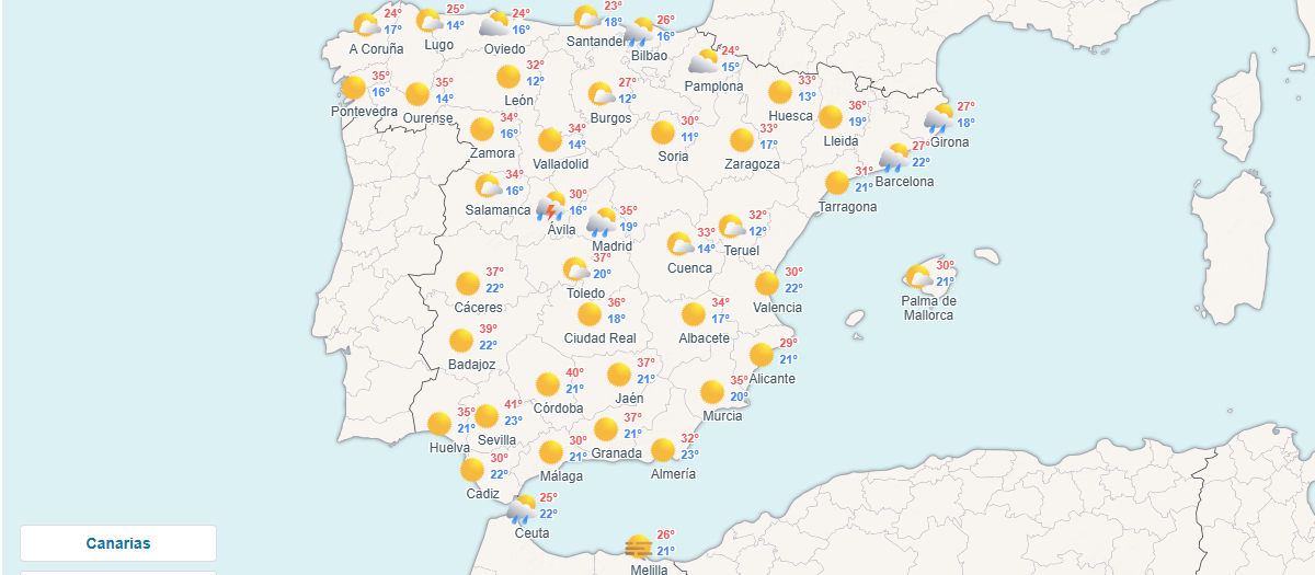 Previsión meteorológica para este 2 de agosto