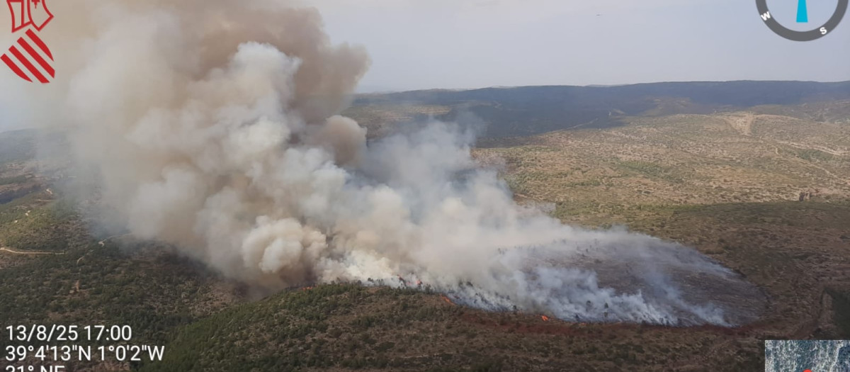 Imagen del incendio forestal declarado en Teresa de Cofrentes, Valencia