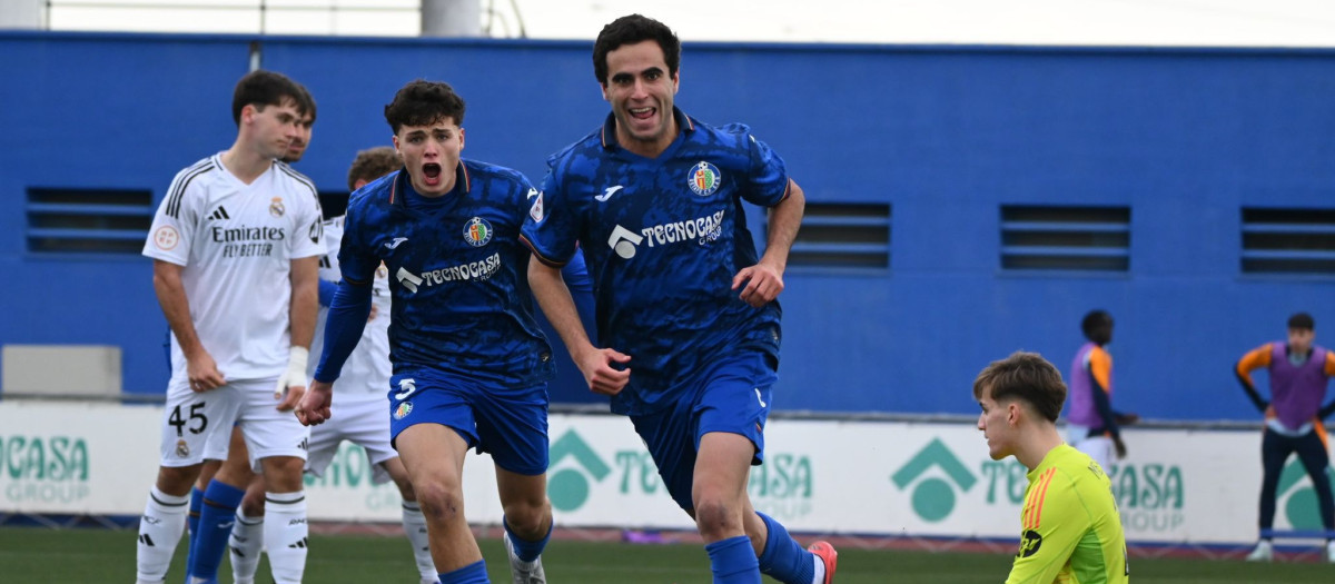 Gonzalo Calçada celebra un gol con el filial del Getafe