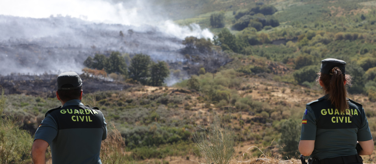 La Guardia Civil, en el incendio en Porto de Sanabria