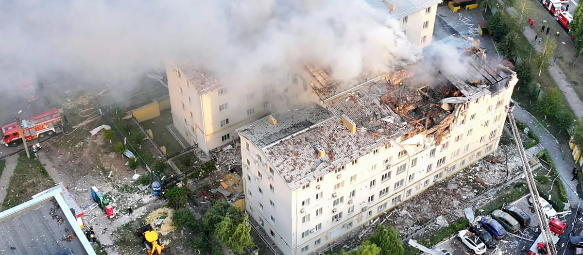 Un edificio destruido en la ciudad ucraniana de Jarkov