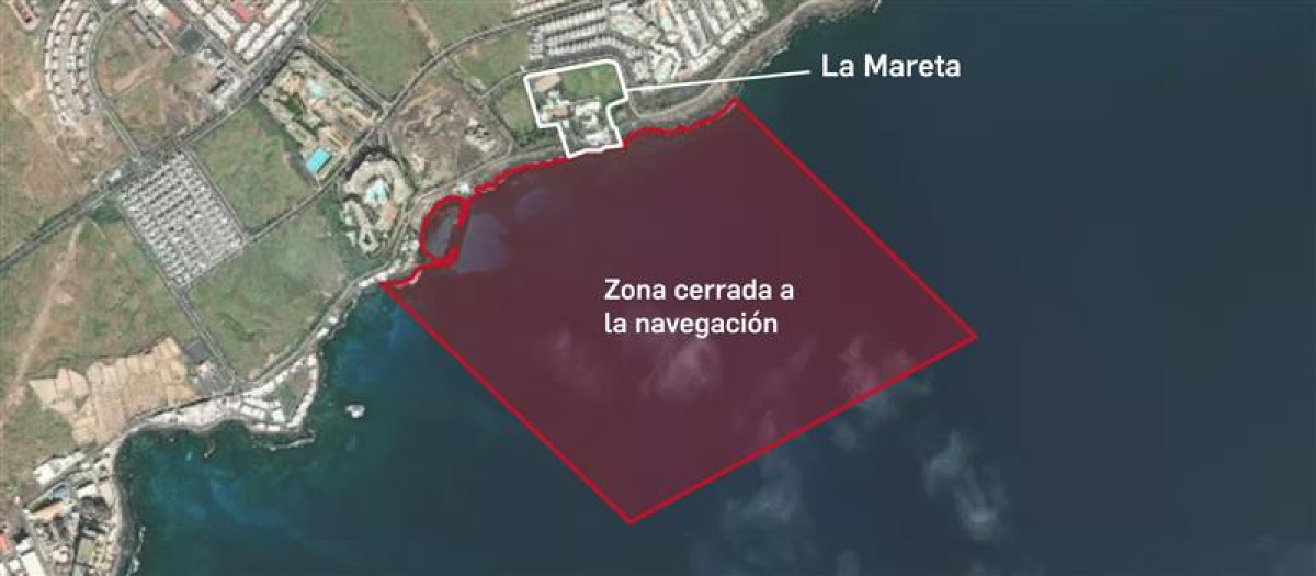 Espacio cerrado al tráfico marítimo en torno a La Mareta
