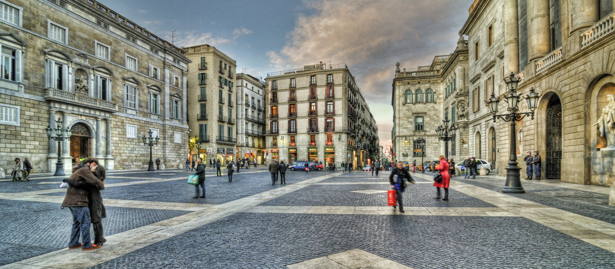 Vista de la plaza de Sant Jaume, en Barcelona