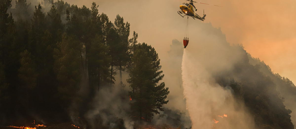 (Foto de ARCHIVO)
Un helicóptero suelta agua sobre el fuego, a 26 de agosto de 2025, en Covas, Lugo, Galicia (España). Las condiciones parecen mejorar en la provincia de Lugo, especialmente azotada estos días por la ola de incendios que arrasa Galicia desde hace dos semanas. Así, la Situación 2 ya se ha desactivado en A Pobra do Brollón y el incendio originado en A Fonsagrada se ha dado por estabilizado.

Adrián Irago / Europa Press
27 AGOSTO 2025
26/8/2025
