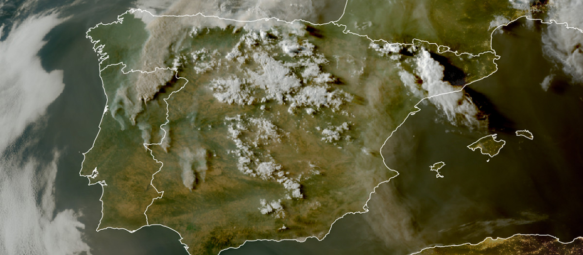 Imagen de satélite en la que se ven los incendios a mediados de agosto