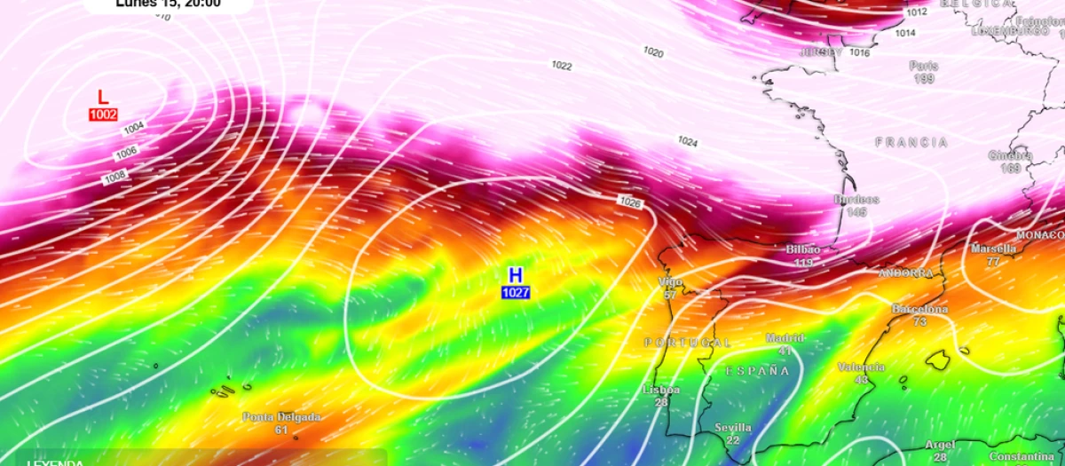 Chorro polar que se desplazará al norte de la península