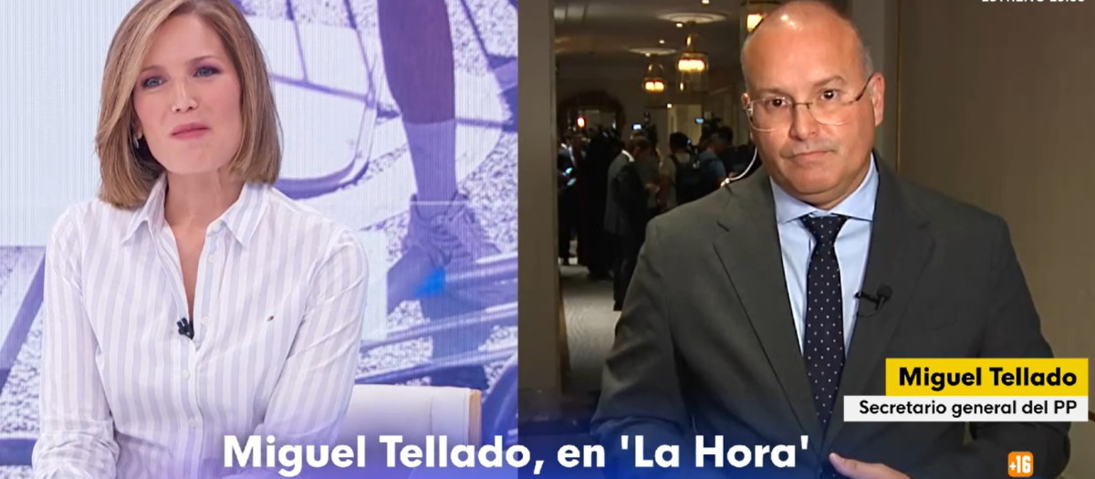 Silvia Intxaurrondo y Miguel Tellado, al final de la entrevista en La Hora de La 1