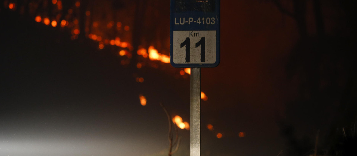 Incendio forestal en Lornís, Pantón (Lugo)