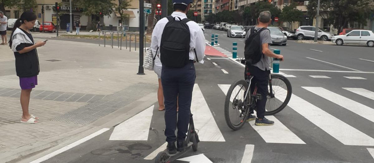 Imagen del nuevo carril bici en Valencia.