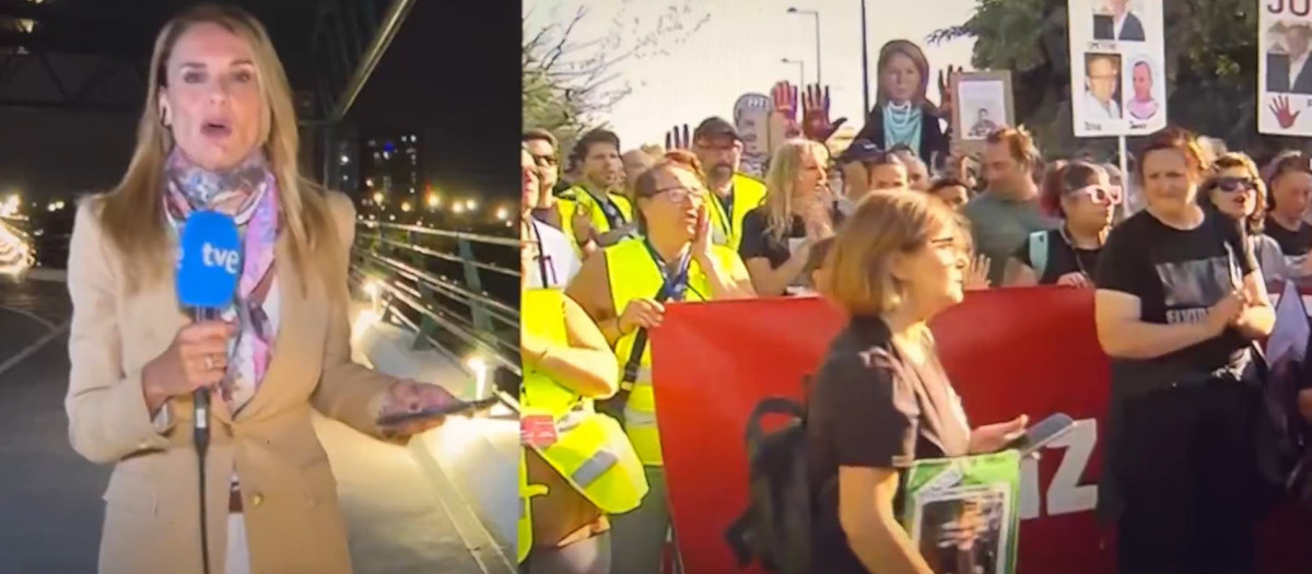 Carmen Salvador, durante su conexión de este domingo con el Telediario Fin de Semana