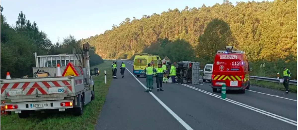 Un muerto y dos heridos en el accidente en Brión (La Coruña)