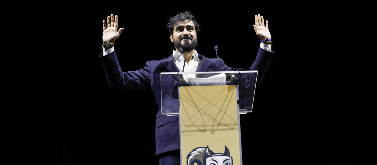 El fundador de Se Acabó la Fiesta durante el acto que ha tenido lugar en el Palacio de Vistalegre (Madrid)