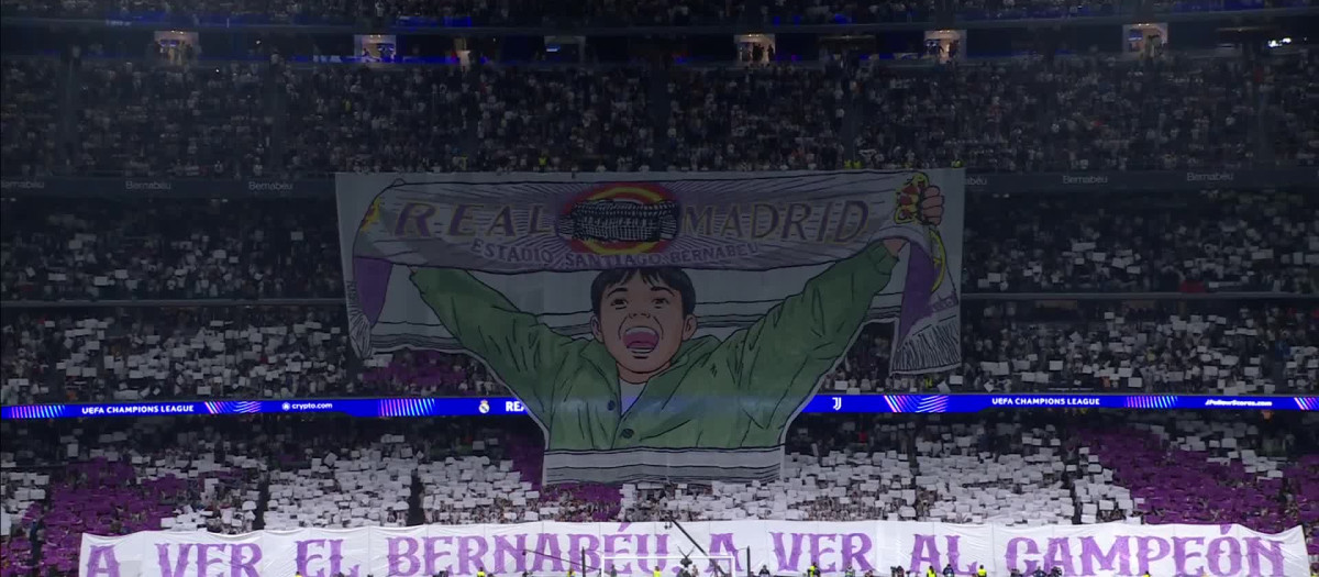 Tifo del Bernabéu a Lucas Vázquez