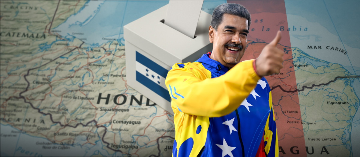 Nicolás Maduro con la urna de Honduras