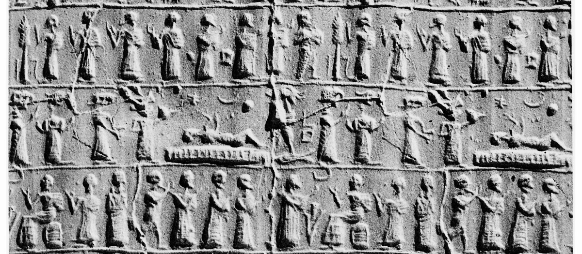 Cilindro asirio que representa un exorcismo