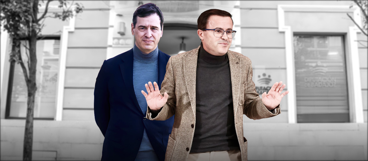 Ilustración de David Sánchez y el candidato del PSOE en Extremadura, Miguel Ángel Gallardo