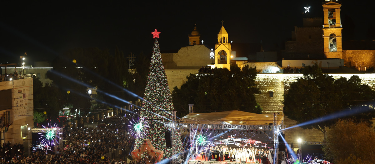 Encendido de las luces de Navidad en la ciudad palestina de Belén