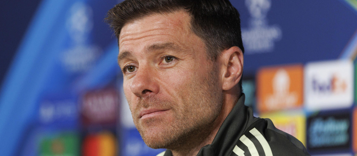 Xabi Alonso, durante la rueda de prensa previa al entrenamiento del Real Madrid