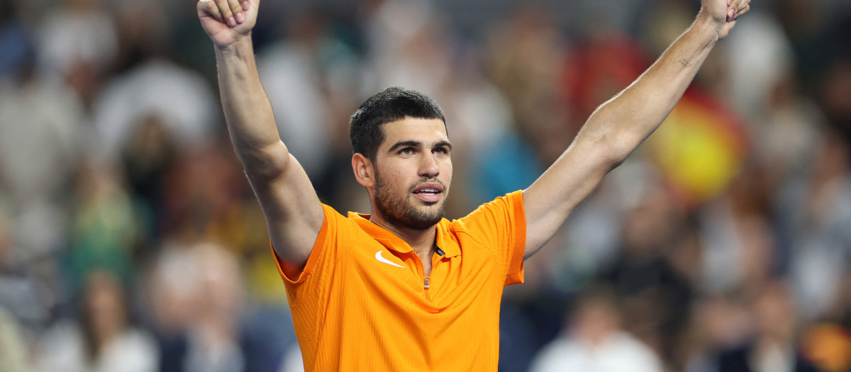 Carlos Alcaraz, en una exhibición durante el mes de diciembre