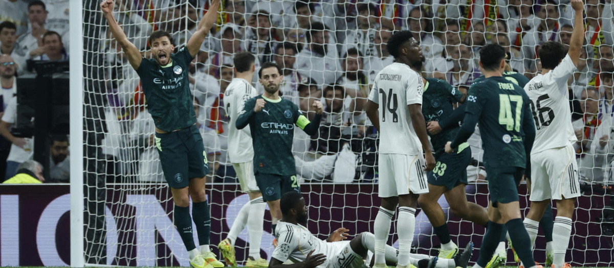 Los jugadores del Real Madrid y Manchester City