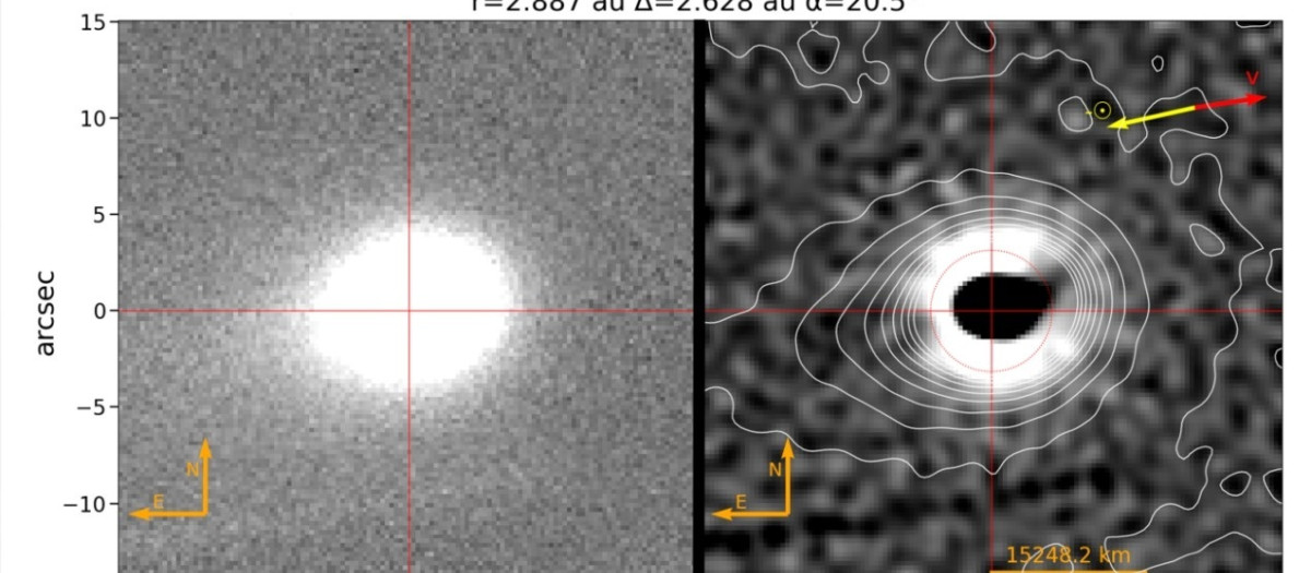 El Telescopio TTT en el Observatorio del Teide detecta el primer 'jet' periódico y oscilante en un cometa interestelar