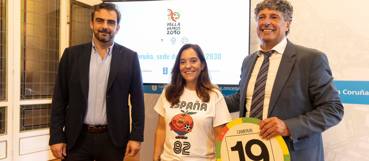 La alcaldesa, Inés Rey, durante la presentación del proyecto para que La Coruña sea sede del Mundial
