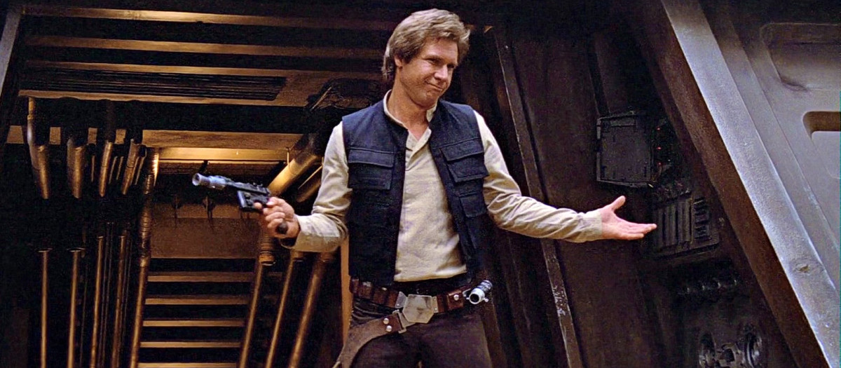 Harrison Ford, caracterizado como Han Solo, en Star Wars