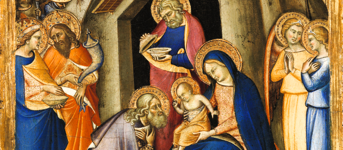 Luca di Tommé: “La adoración de los Reyes”. Hacia
1360-1365. Temple y oro sobre tabla. 41 x 42 cm.