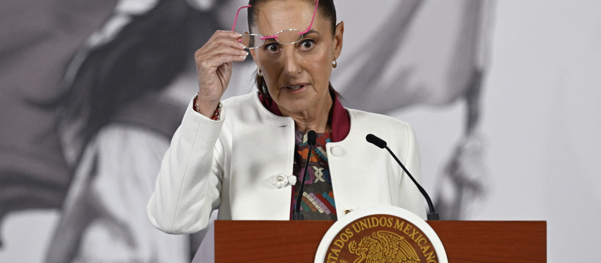 La presidenta de México, Claudia Sheinbaum, durante una rueda de prensa