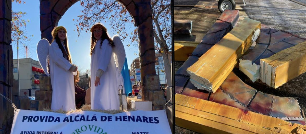 Carroza provida destrozada en Alcalá