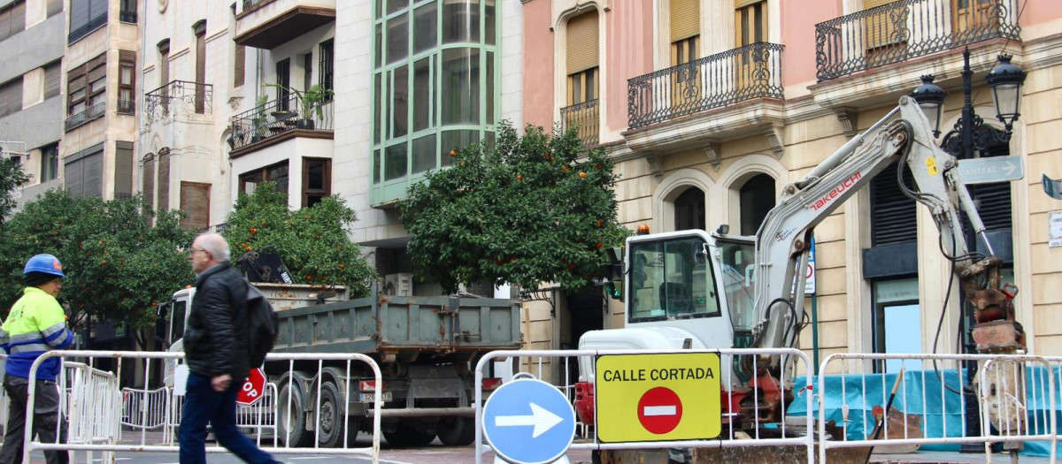 Imagen de archivo de las obras en las plataforma del TRAM de Castellón de la Plana