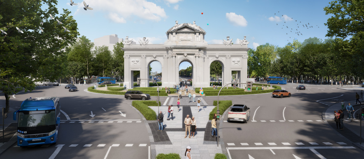 Obras del bulevar entre Alcalá y Cibeles