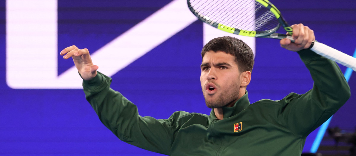 Carlos Alcaraz, en un acto previo al Open de Australia