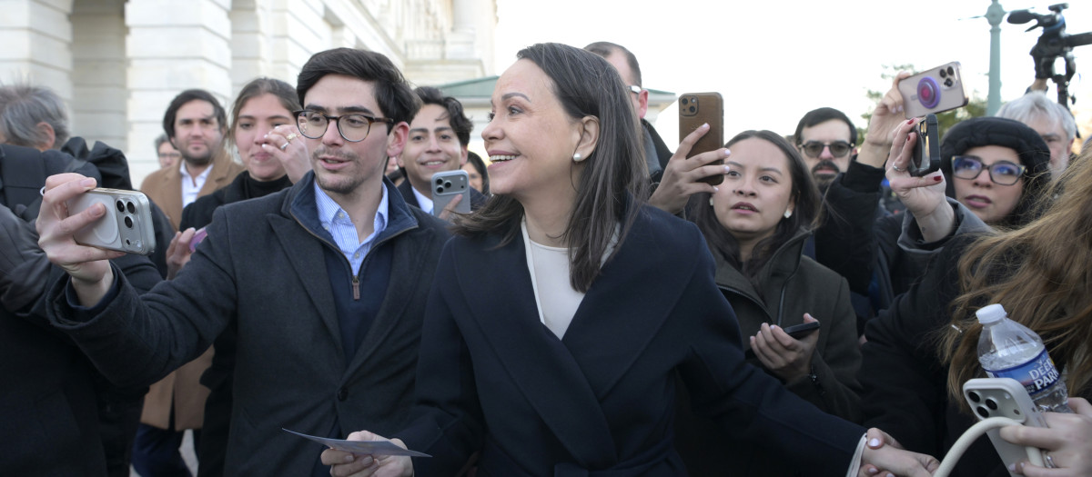 Corina Machado al salir del encuentro con Trump