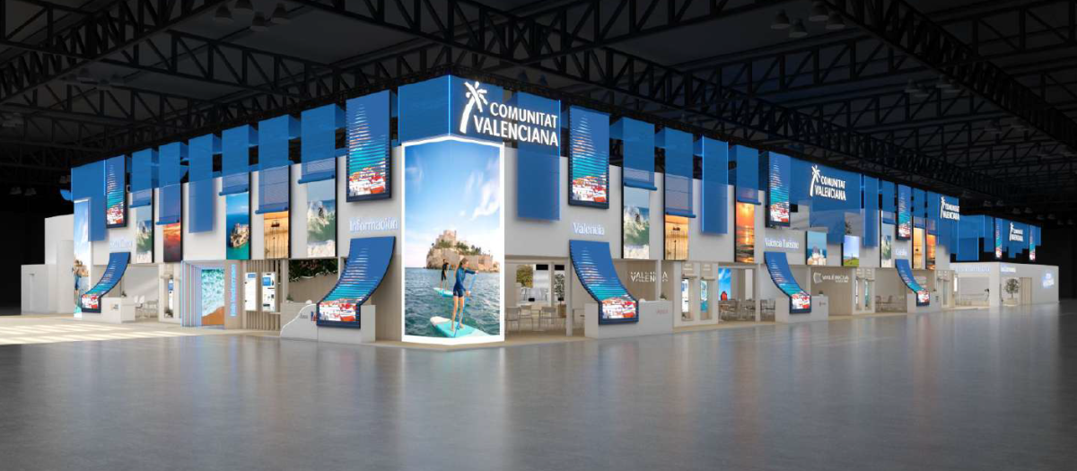 Imagen virtual del estand de la Comunidad Valenciana en Fitur 2026.