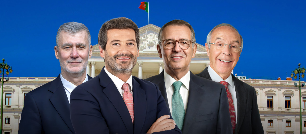 Fotomontaje de los cinco candidatos favoritos para las elecciones presidenciales de Portugal