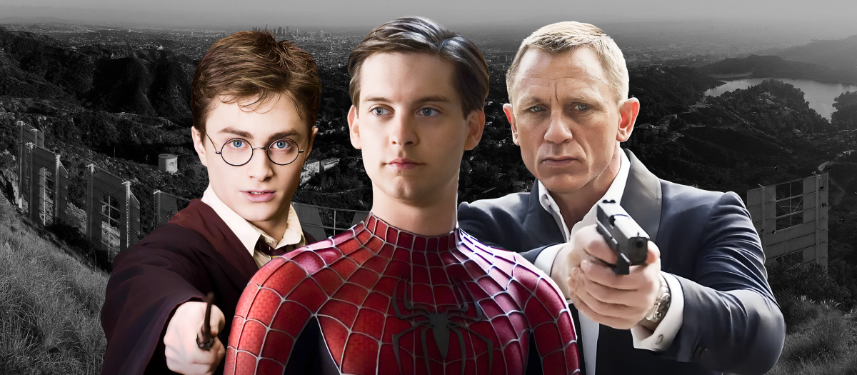 De izquierda a derecha, Harry Potter, Spider-man y James Bond
