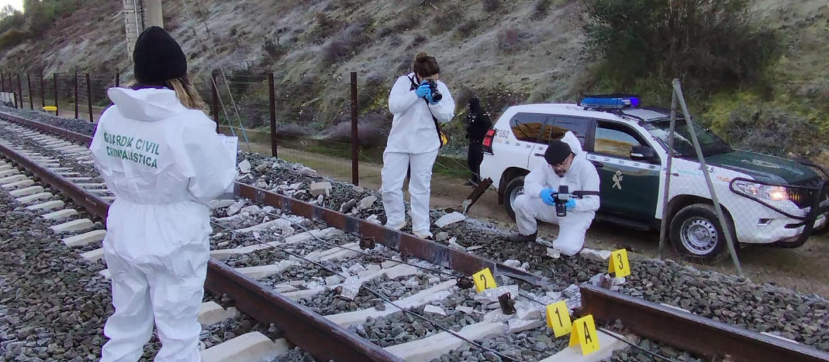ADAMUZ (CÓRDOBA), 19/01/2026.-Vista aérea del accidente de trenes cerca de Adamuz (Córdoba) este lunes. Un total de 39 personas han fallecido en el accidente de trenes de Ademuz (Córdoba), cuando un tren de la compañía Iryo que había salido de Málaga con destino a Puerta de Atocha (Madrid) con 317 personas a bordo descarriló sus tres últimos vagones e invadió la vía contigua por la que en ese momento circulaba otro convoy de Renfe con destino a Huelva, que también descarriló.-EFE/ Guardia Civil ***SOLO USO EDITORIAL/SOLO DISPONIBLE PARA ILUSTRAR LA NOTICIA QUE ACOMPAÑA (CRÉDITO OBLIGATORIO)***