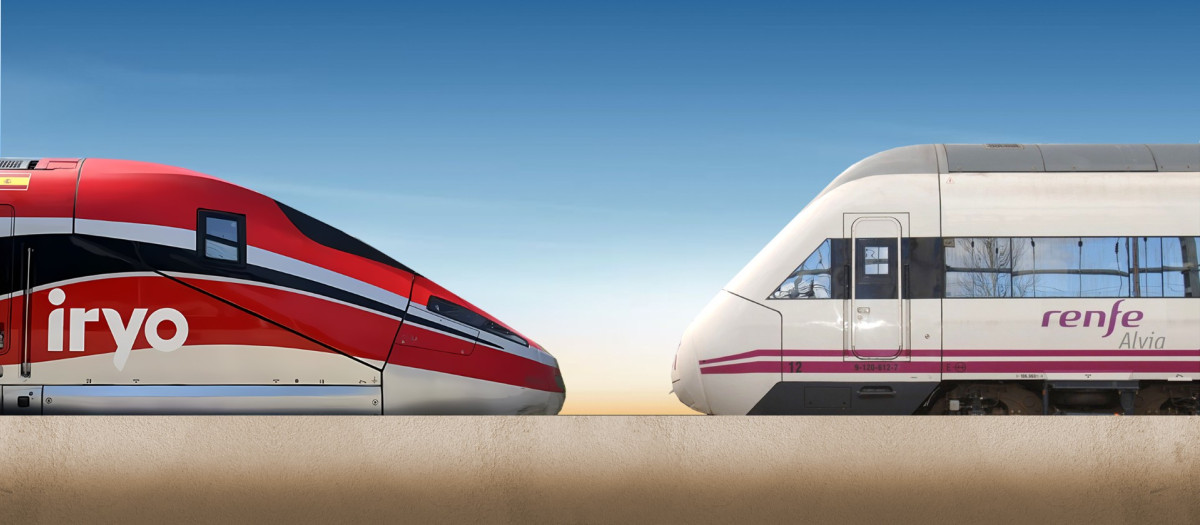 Tren Iryo y tren Renfe Alvia