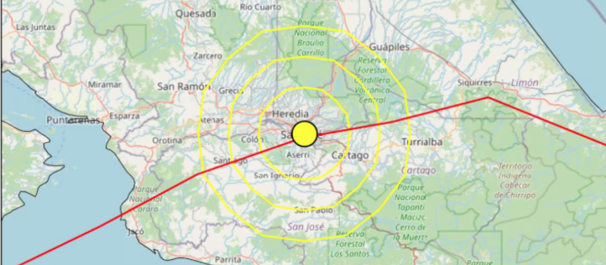 Imagen del mapa del con el sismo