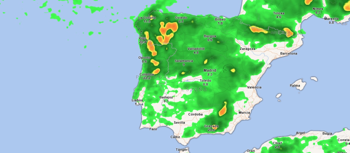 Nieve acumulada hasta el domingo a las 13:00