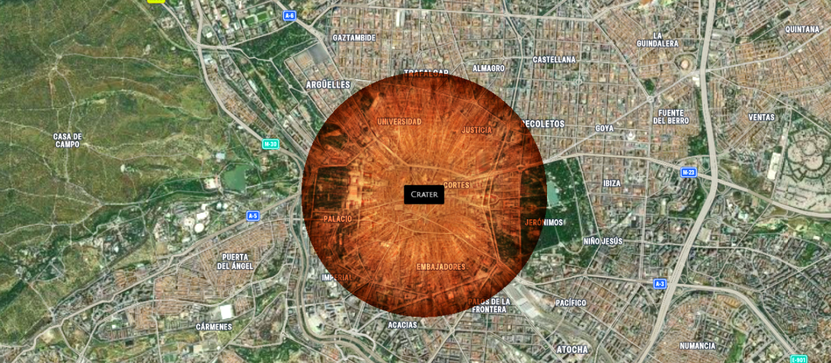 Recreación de un impacto de asteroide en Madrid