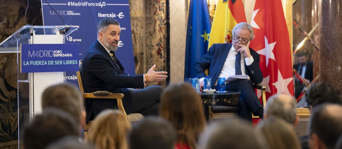 El presidente de Vox, Santiago Abascal, durante el desayuno de Foro Empresarial 'Nuevos retos, nueva nomenclaturas', en el Hotel Wellington, a 21 de enero de 2026, en Madrid (España).

Alberto Ortega / Europa Press
21/1/2026