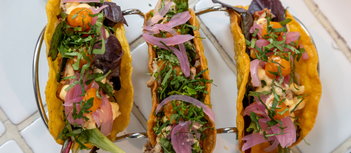 Imagen del taco de pollo con cremoso de boniato