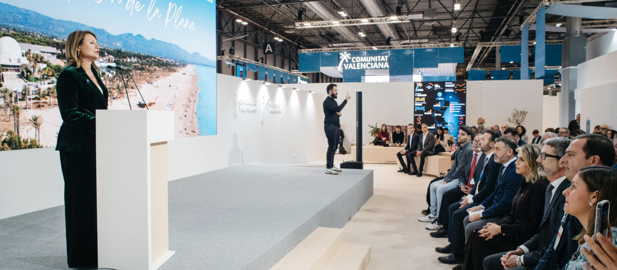 Imagen de la alcaldesa de Castellón, Begoña Carrasco, durante el acto celebrado este miércoles en Fitur