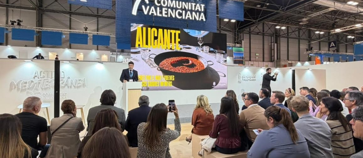Imagen de la intervención del alcalde Barcala en Fitur